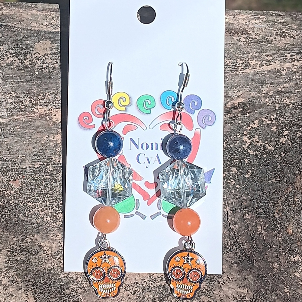 Astros Houston Skull Charm Earrings￼￼